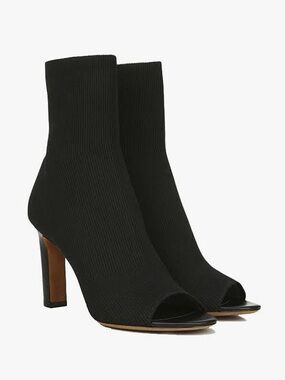 Vince Black Peep-Toe Sock Ankle Boots Size 7